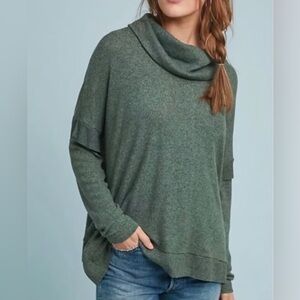 POSTMARK ANTHROPOLOGIE GREEN COWL NECK BOXY PULLOVER KNIT SHIRT SZ XS